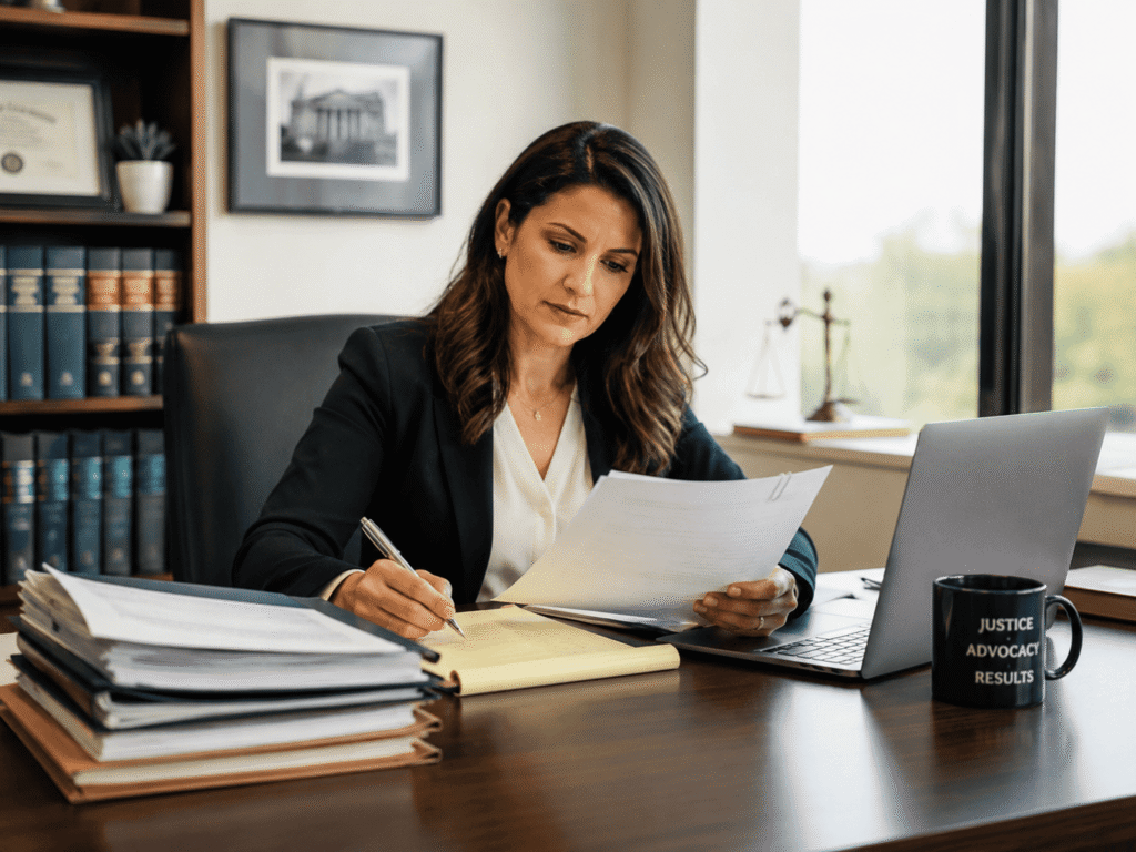 Family member reviewing documents after a habeas corpus hearing