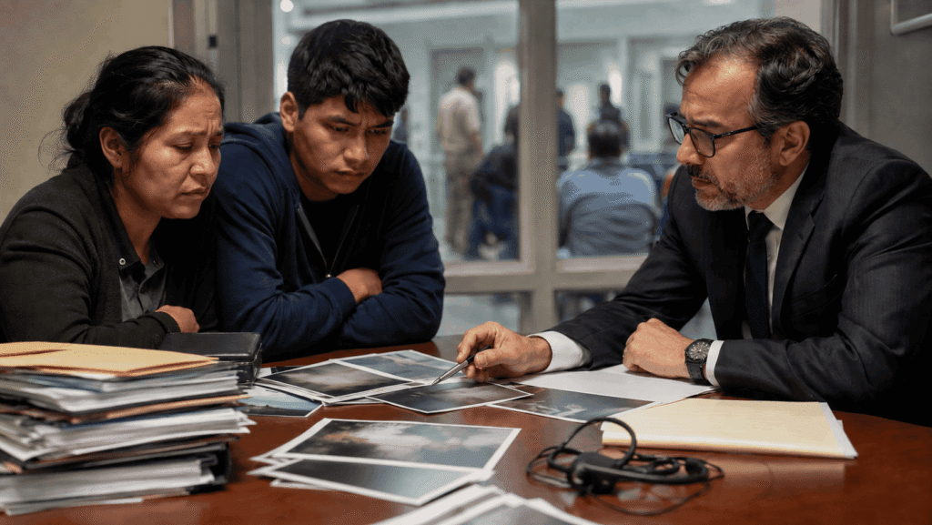 Family reviewing immigration court documents after a due process violation in immigration detention
