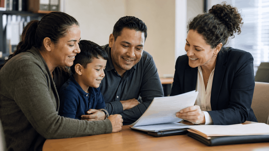 Familia preparando documentos después de que un ser querido fue detenido en un check-in de ICE