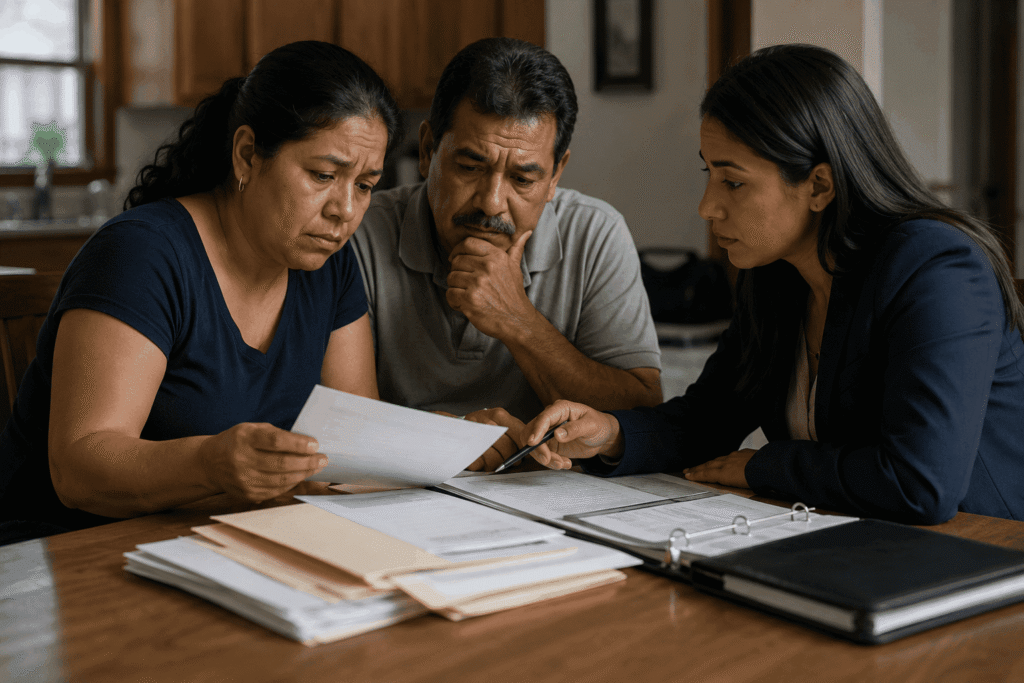 Documents families gather before filing a habeas petition for ICE detention