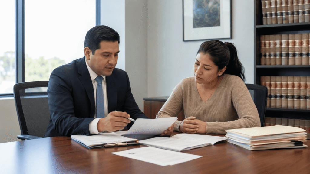 Family and immigration attorney reviewing criminal records after ICE says no bond is available
