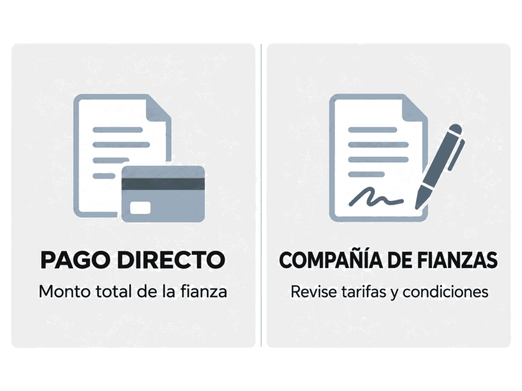 Comparación visual entre el depósito directo de una fianza migratoria y la contratación de una compañía de fianzas.